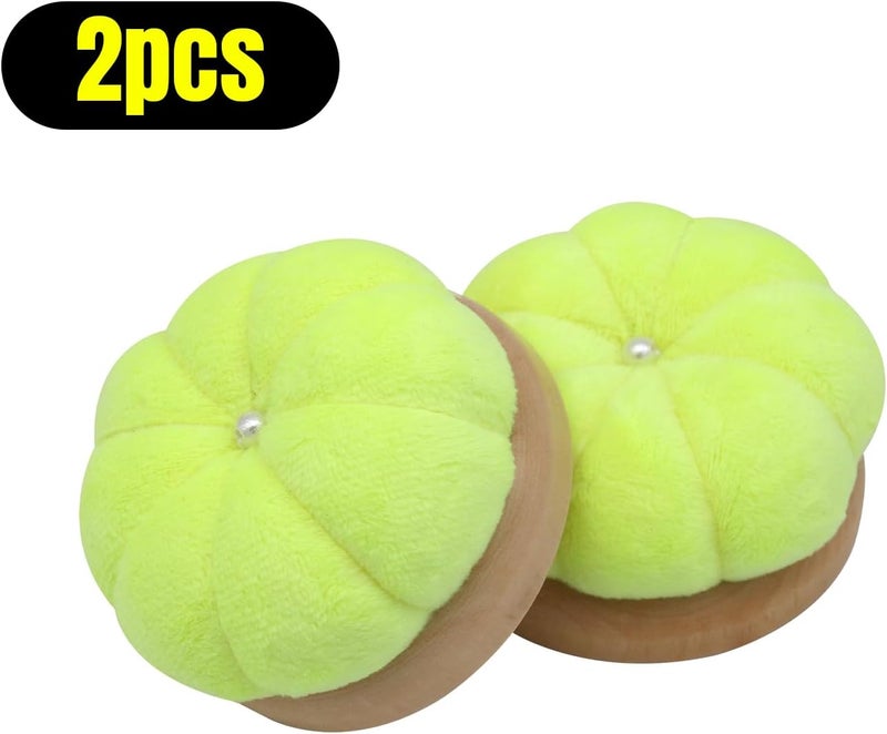 Uxney Pin Cushion,Wooden Sewing Pin Cushion Pincushion Needle Cushion for Sewing Quilting Needlework DIY Crafts(Fluorescent Yellow,2 PCS) - Image 3